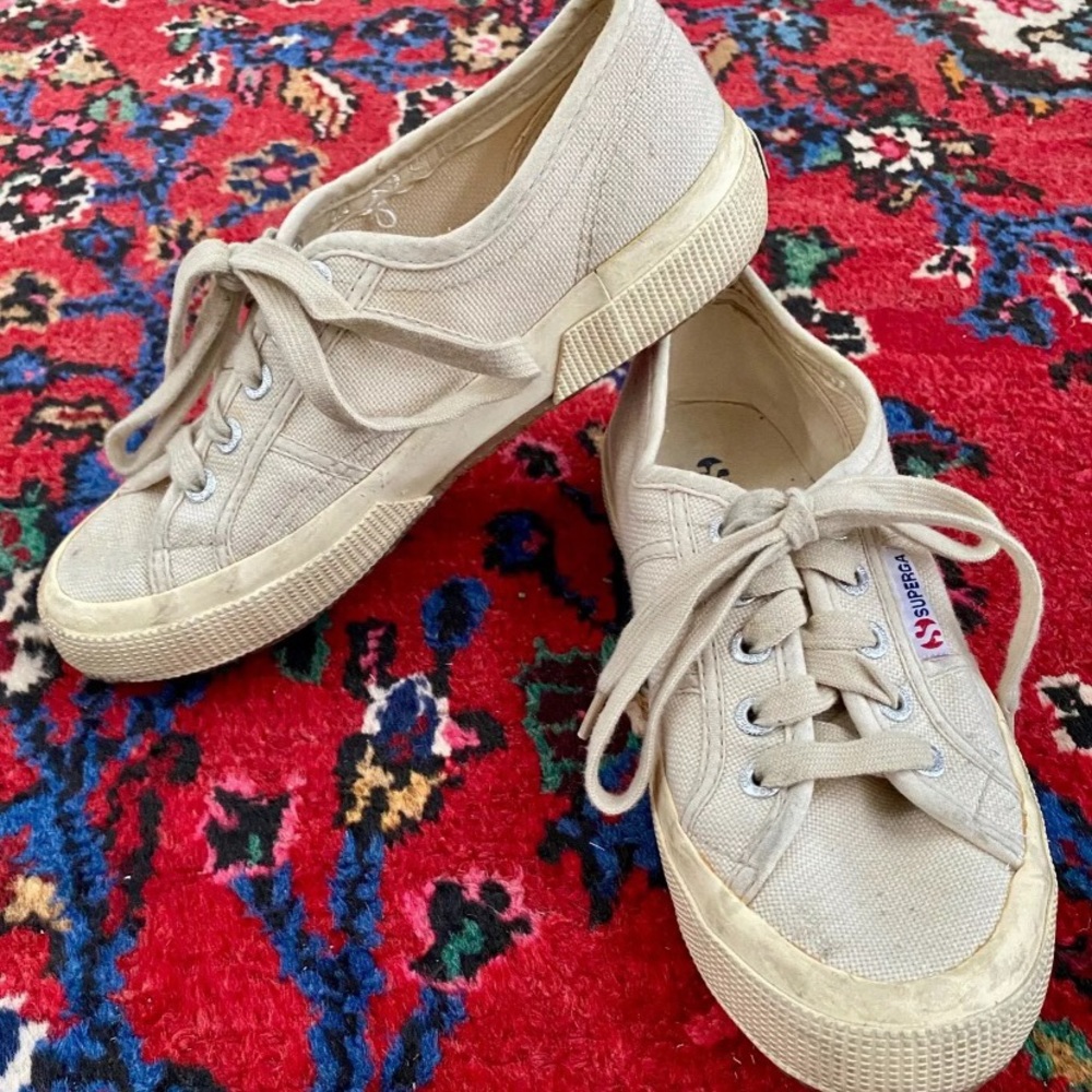 Superga Off-White Canvas Athletic Shoes